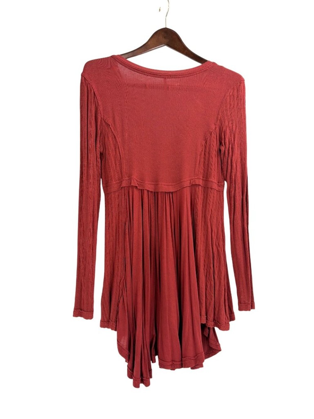 Free People Birdie Henley Top V-Neck Tunic COWBOY Red Women Small Boho Flowy - Picture 2 of 9